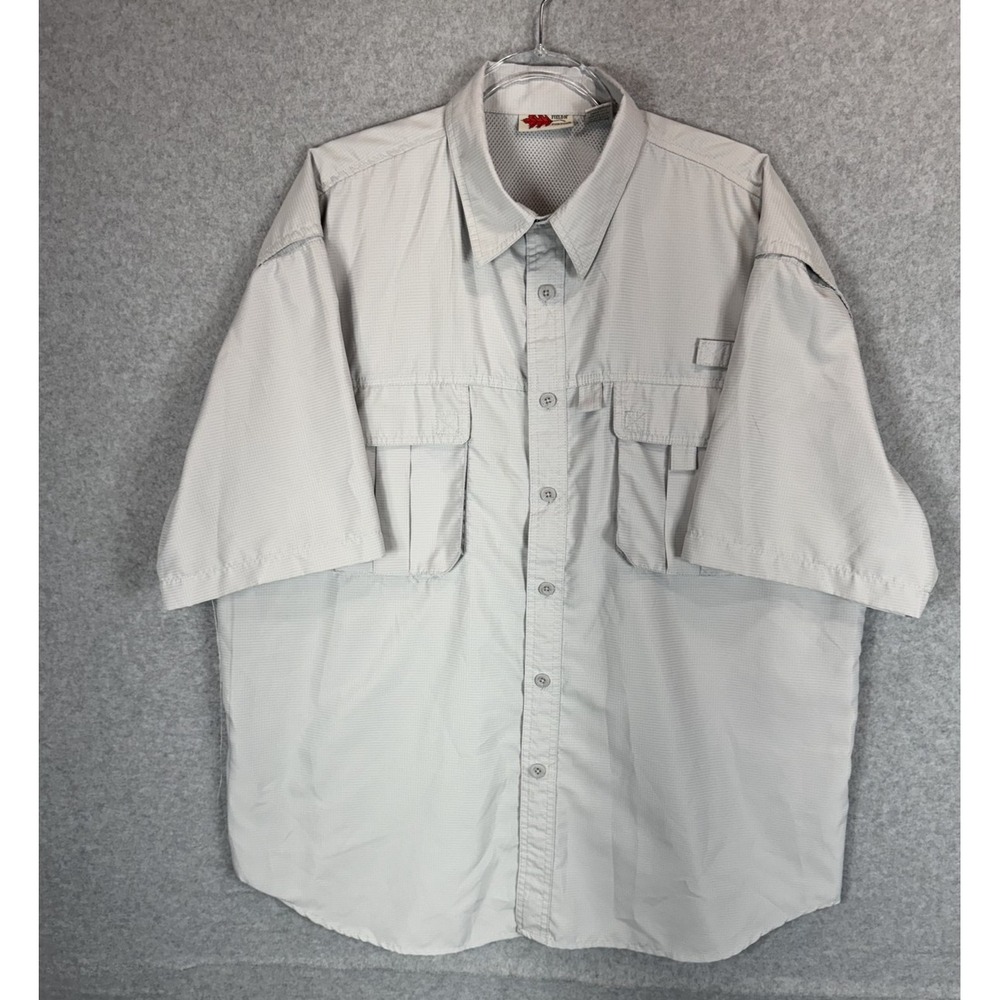 Field N Forest‎ Shirt Mens XL Gray Short Sleeve Utility Fishing Pockets Outdoor